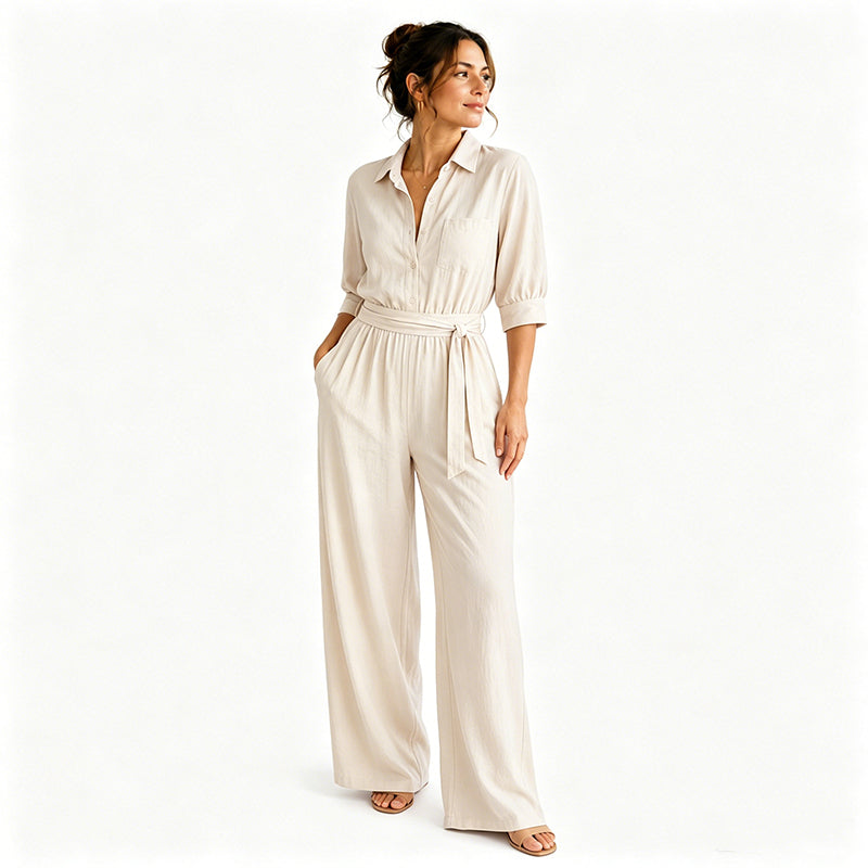 Cassiène - Dames jumpsuit met blouse en brede broek