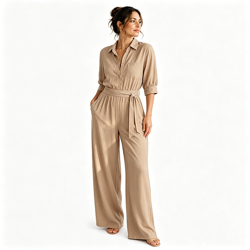 Cassiène - Dames jumpsuit met blouse en brede broek