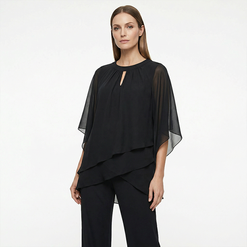 Janne - Elegante dames set met asymmetrische blouse