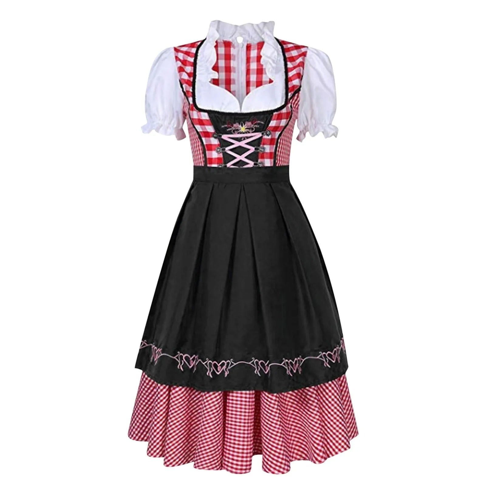 Dalissa - Oktoberfest dirndl met geruit patroon en korte mouwen