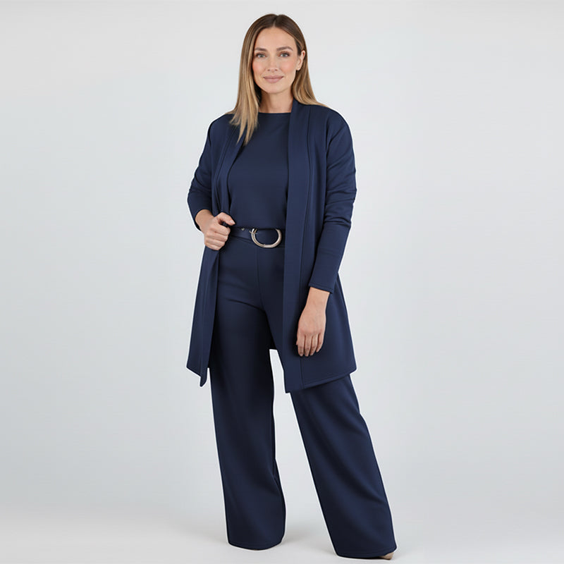 Edda - Dames driedelige set met elegante lange cardigan