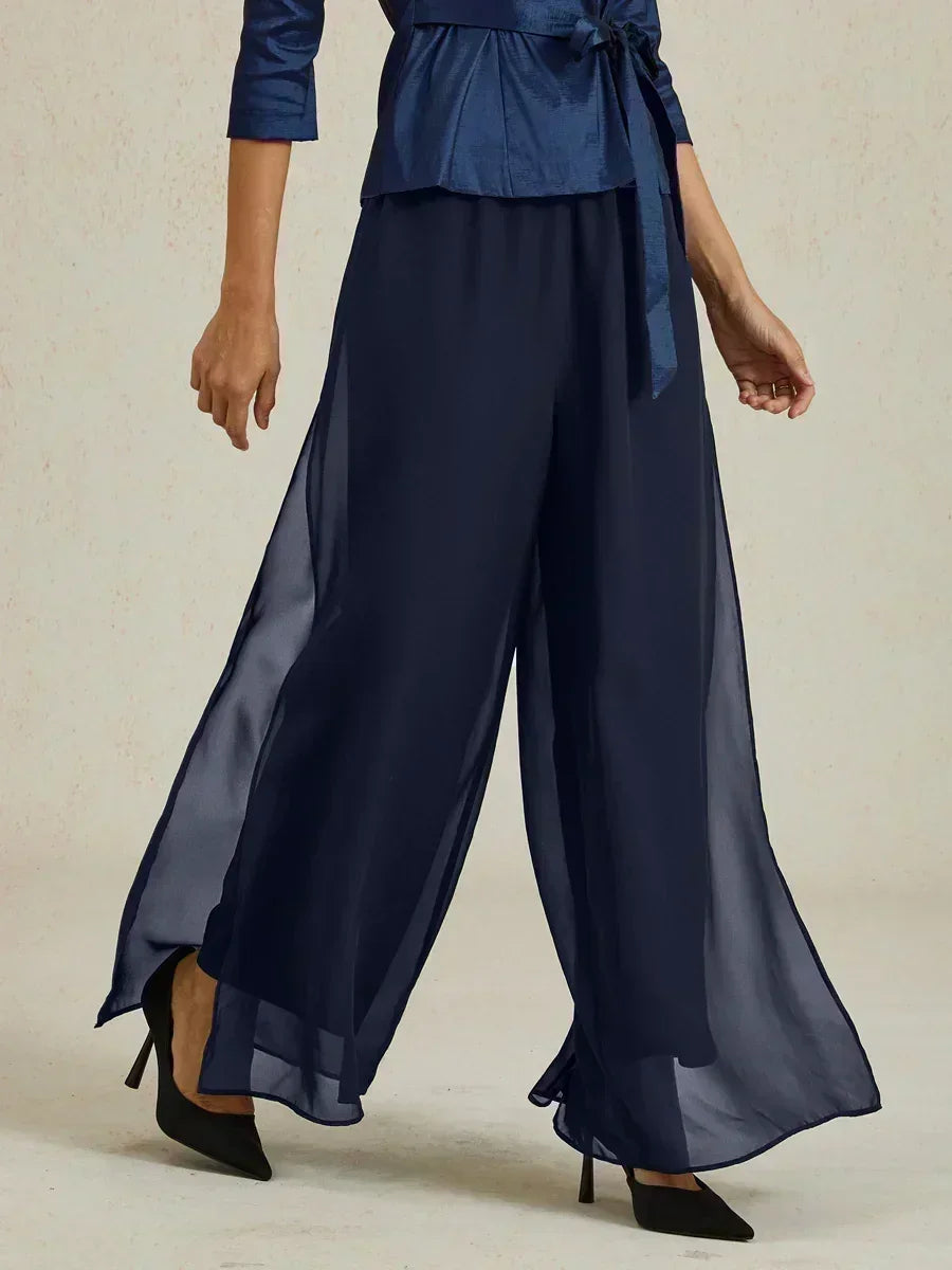Marilivra - Rechte Broek met Chiffon Split