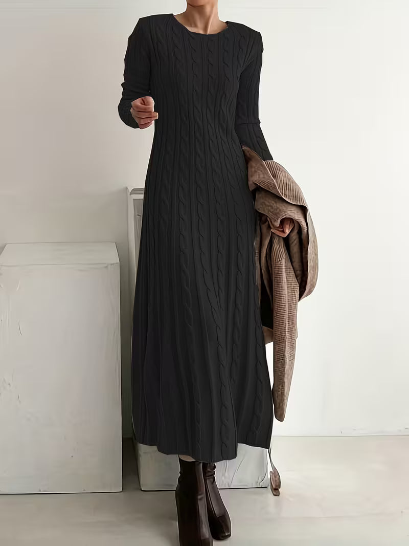 Gwenarielle - Elegante Lange Jurk van Textuurgebreid