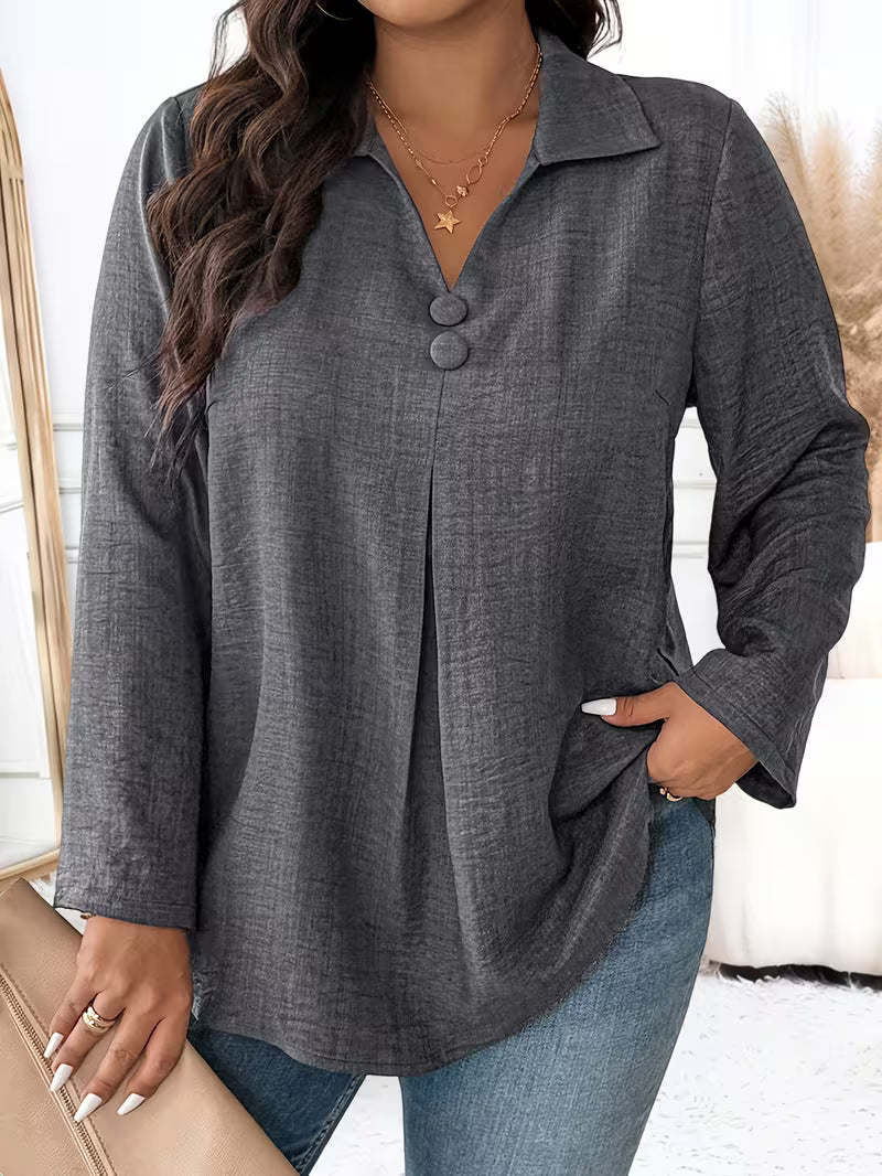 Elmyra - Elegante Knopfloze Fluid Chemise