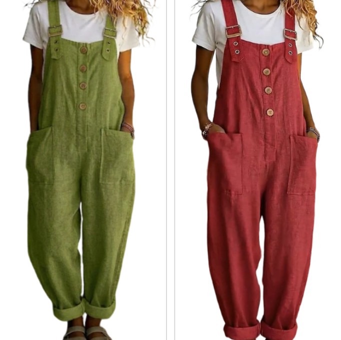Blyora - Ruime dames overall casual stijl met verstelbare schouderbanden, luchtige broek
