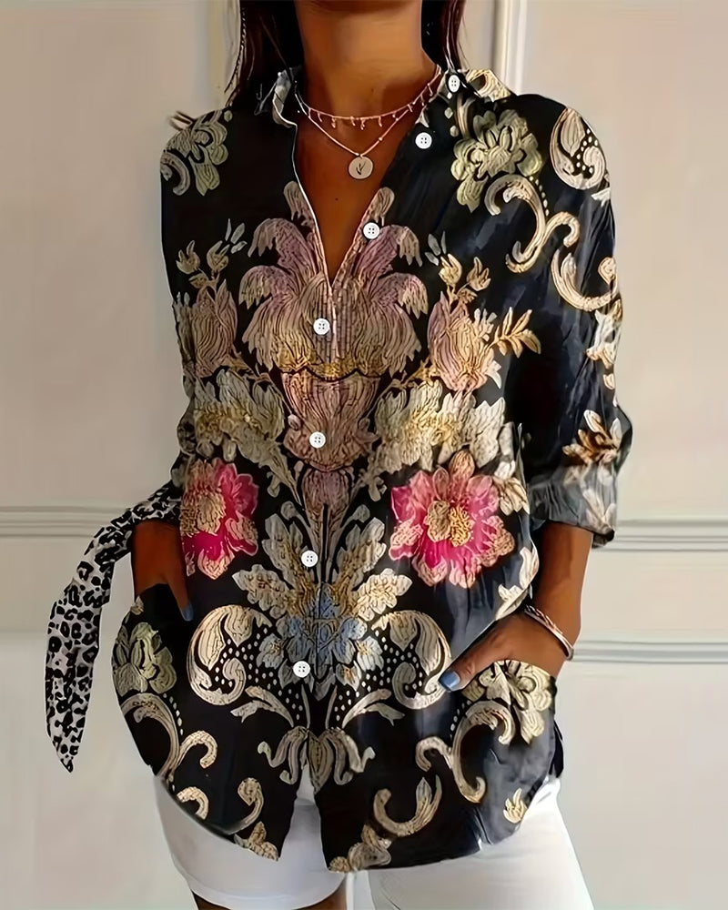 Arelienne - Overhemd met Knopsluiting en Artistieke Motieven