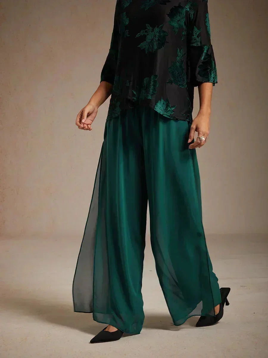 Marilivra - Rechte Broek met Chiffon Split
