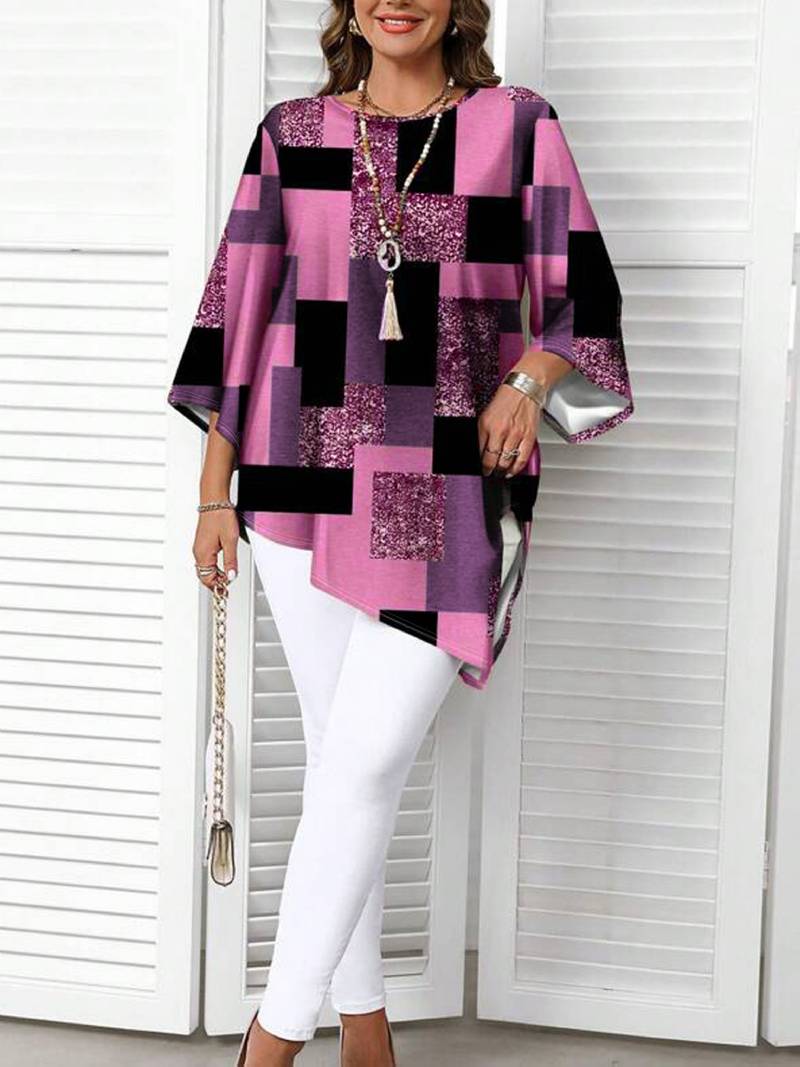 Rhosalivelle - Oversized Blouse met Geruit Motief