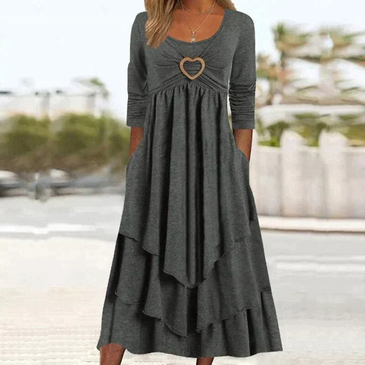 Joline - Midi jurk voor vrouwen met hartdetail