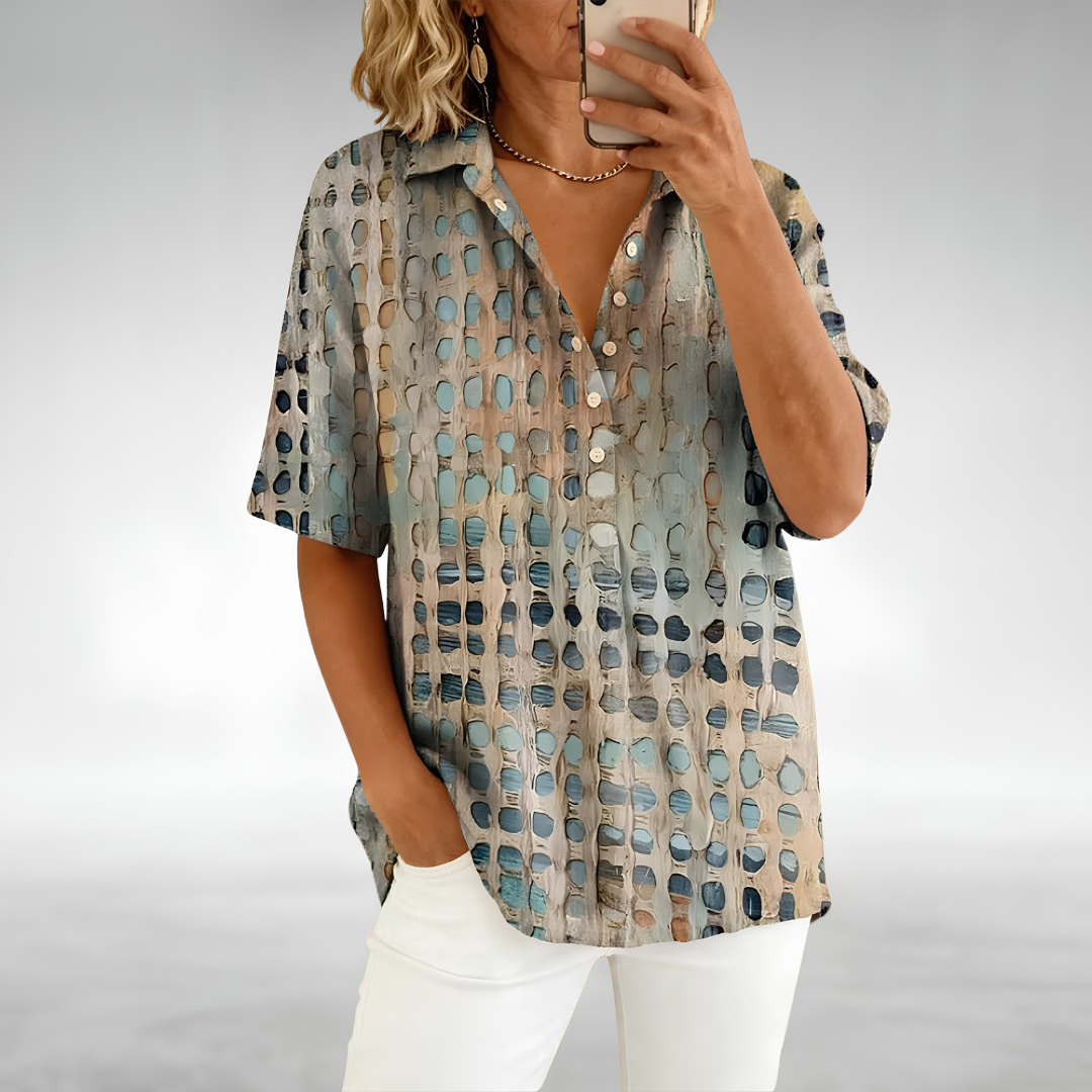 Hannelore - Dames top met opengewerkte details, casual snit