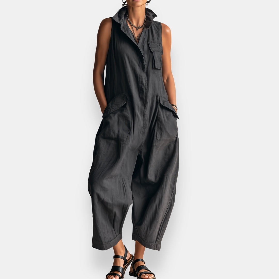 Aeris - Dames oversized mouwloze jumpsuit met zakken