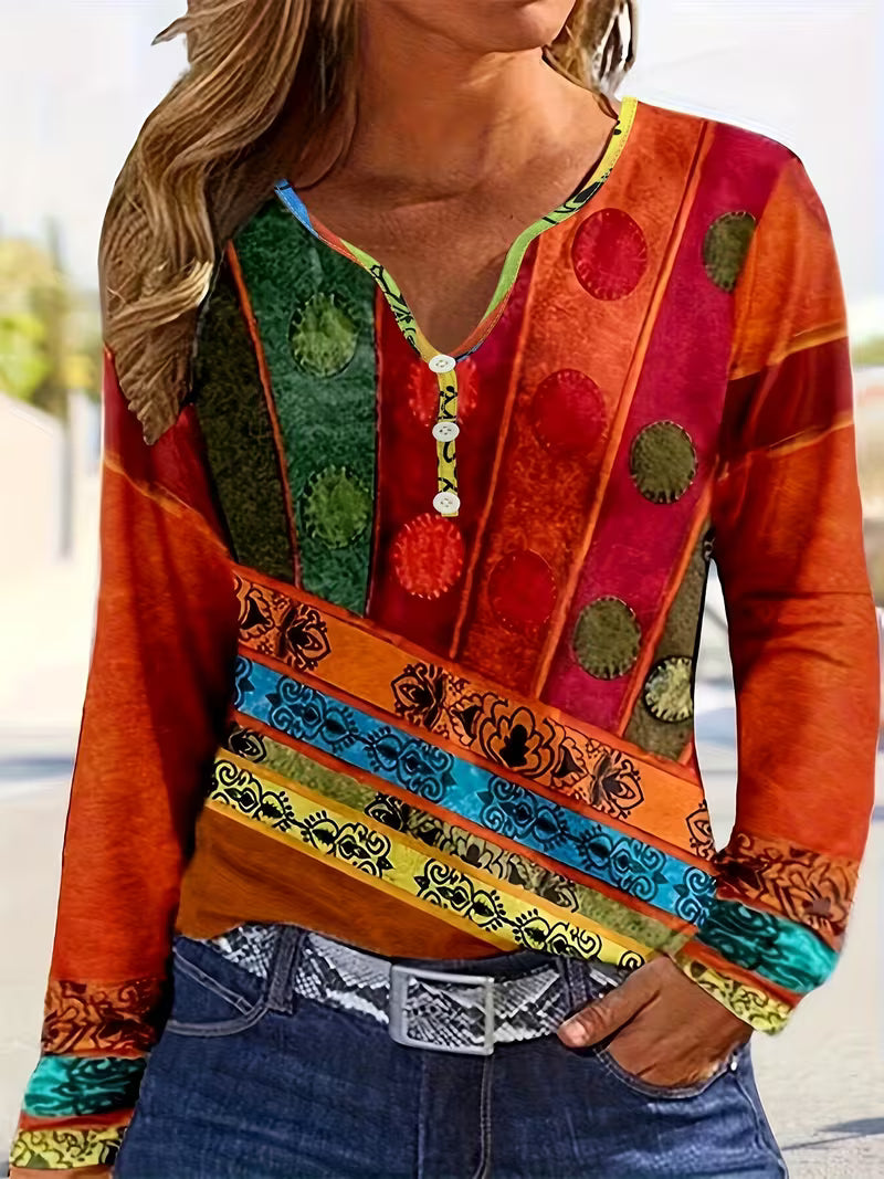 Doralivienne - Etnische Blouse met Lange Mouwen Chic