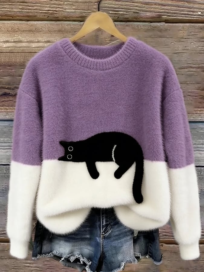 Lunivienne - Zachte Trui met Kattenpatroon