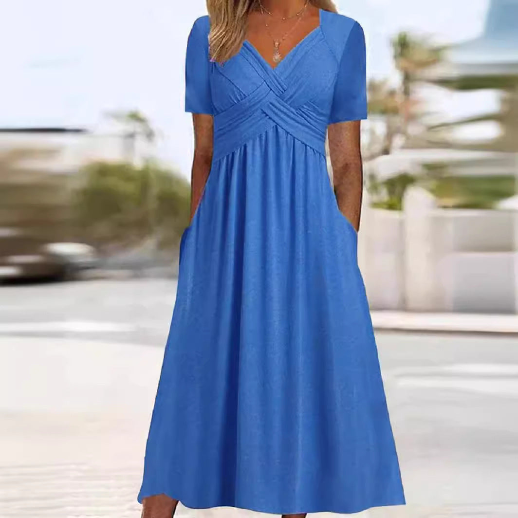 Malina - Elegante V-hals jurk met vloeiend silhouet