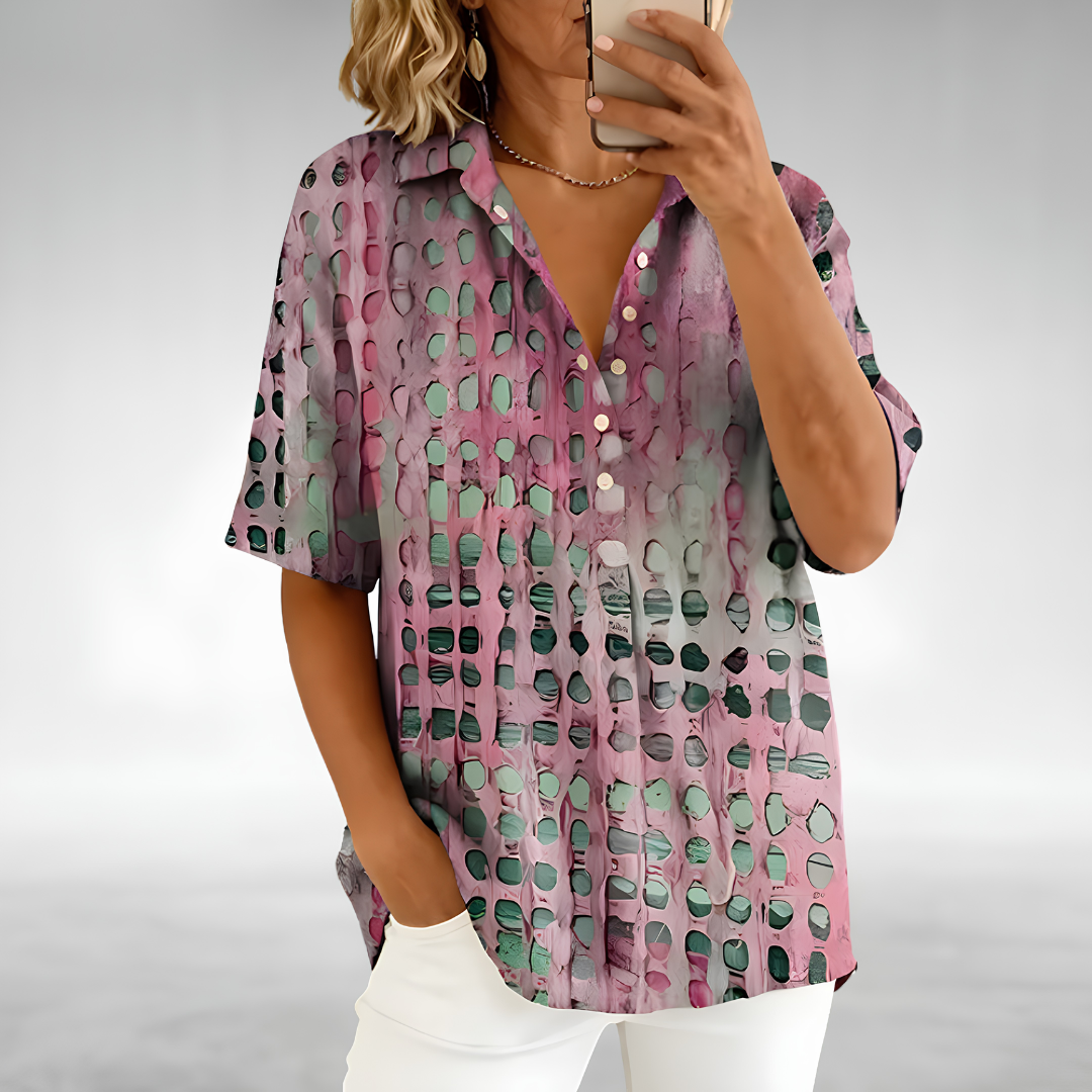 Hannelore - Dames top met opengewerkte details, casual snit