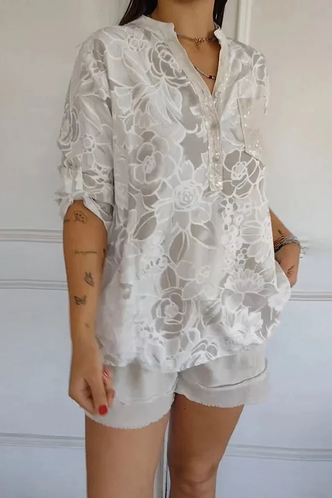 Wilhelmina - Damesblouse in florale kant