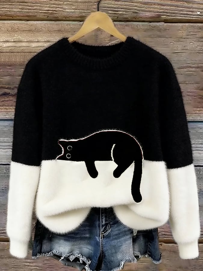 Lunivienne - Zachte Trui met Kattenpatroon