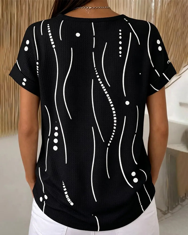 Zelynn - Dames T-shirt met korte mouwen en knopen