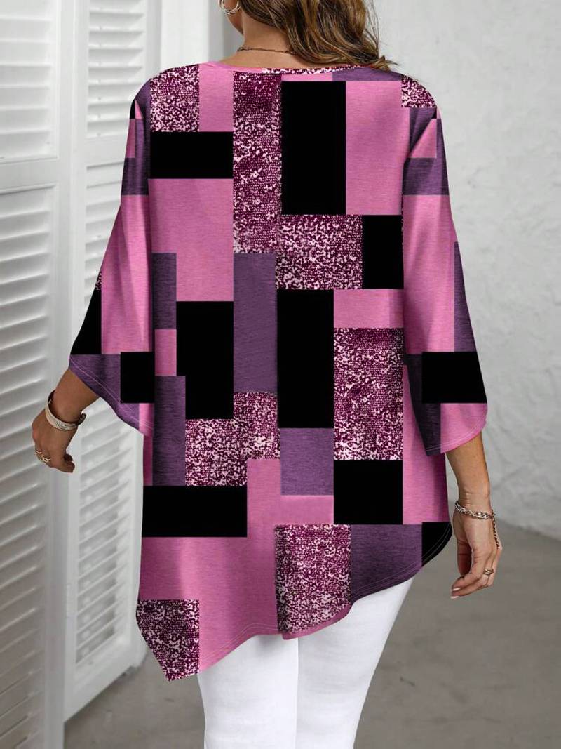 Rhosalivelle - Oversized Blouse met Geruit Motief