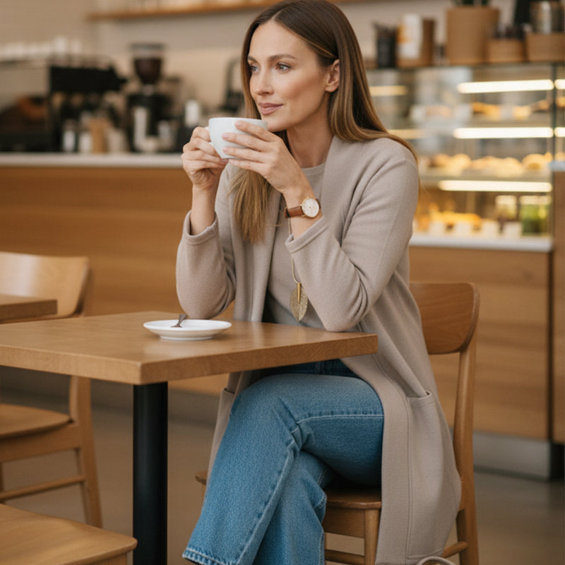 Edda - Dames driedelige set met elegante lange cardigan
