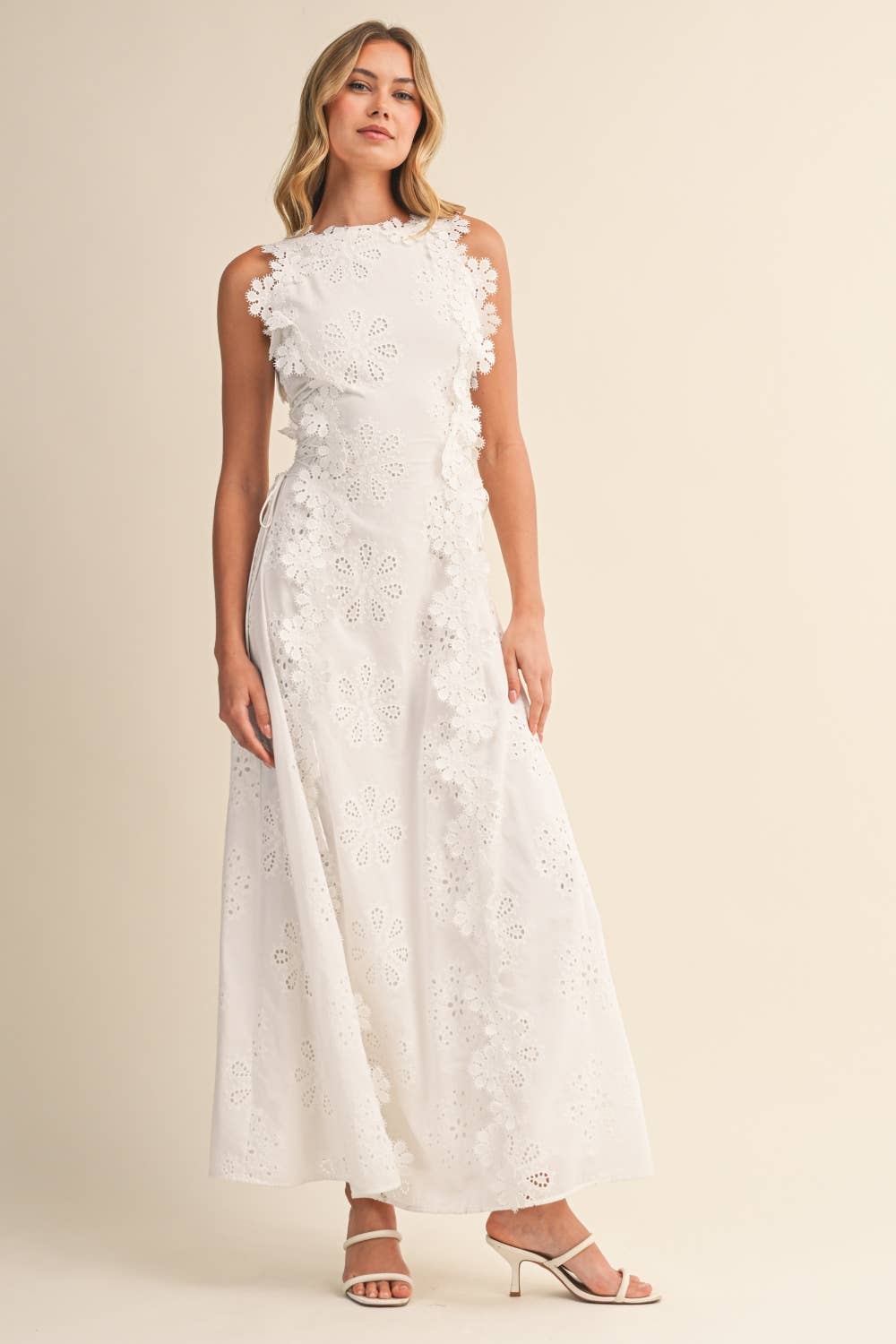 Orylisse - Maxi jurk voor vrouwen met elegante bloemenborduursels en kant