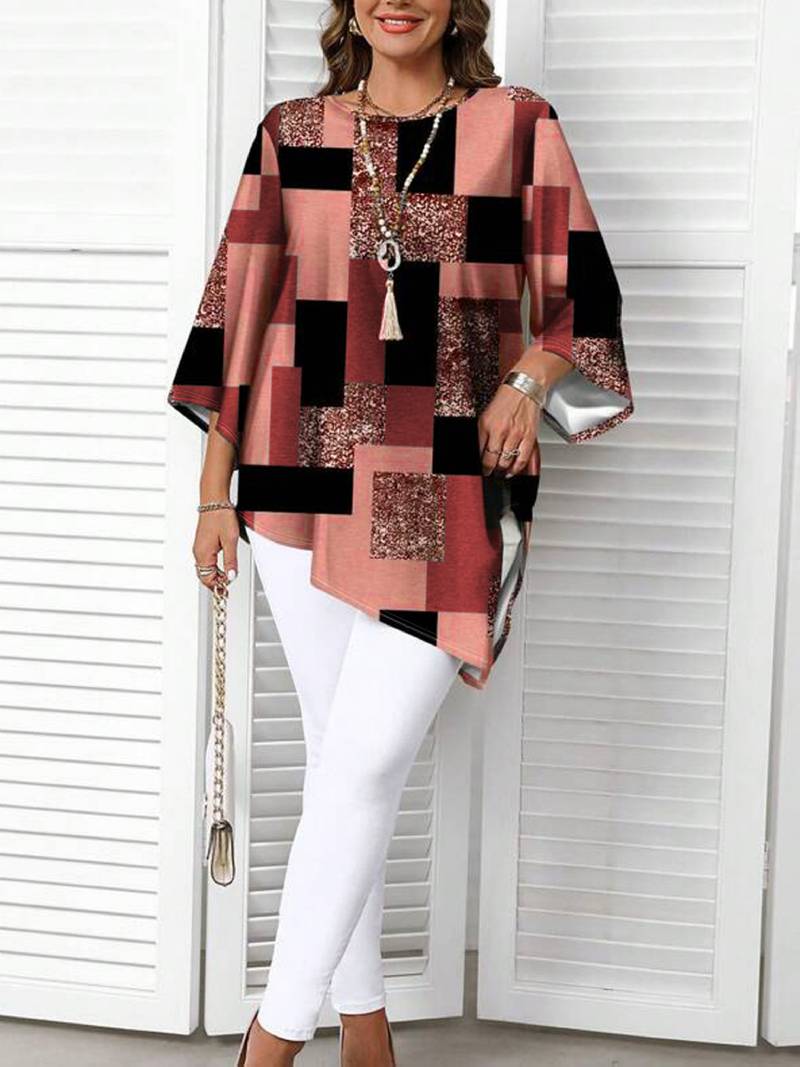 Rhosalivelle - Oversized Blouse met Geruit Motief