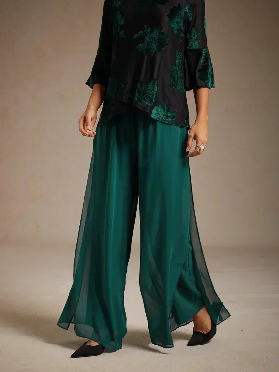 Marilivra - Rechte Broek met Chiffon Split
