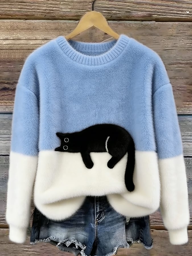 Lunivienne - Zachte Trui met Kattenpatroon