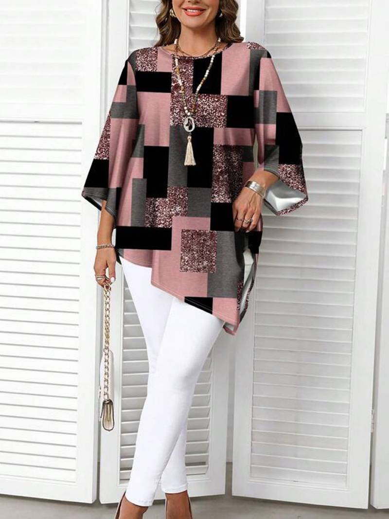 Rhosalivelle - Oversized Blouse met Geruit Motief