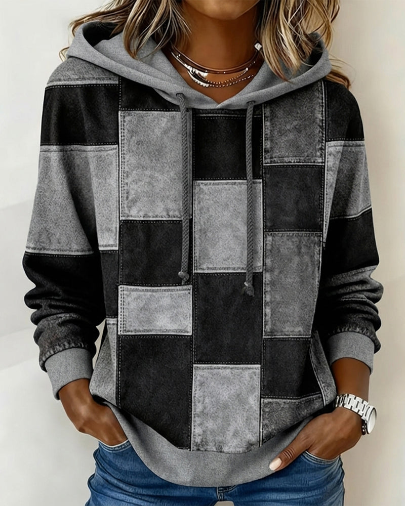 Gwenarissa - Moderne Denim Patchwork Hoodie