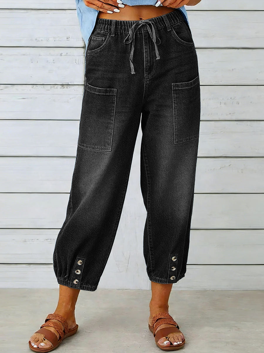 Elythia - Dames Jeans Hoge Taille Wijde Pasvorm Denim Comfort Dagelijks