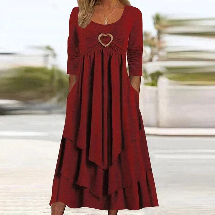 Joline - Midi jurk voor vrouwen met hartdetail