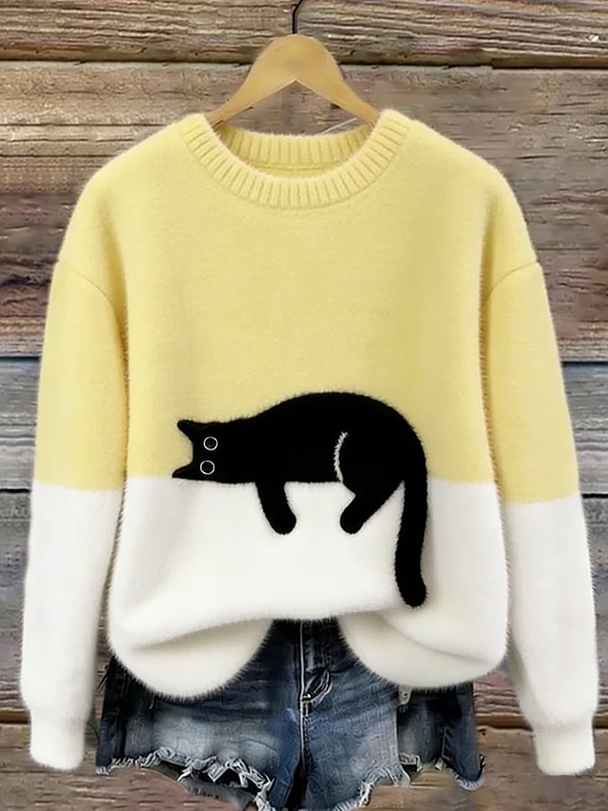 Lunivienne - Zachte Trui met Kattenpatroon