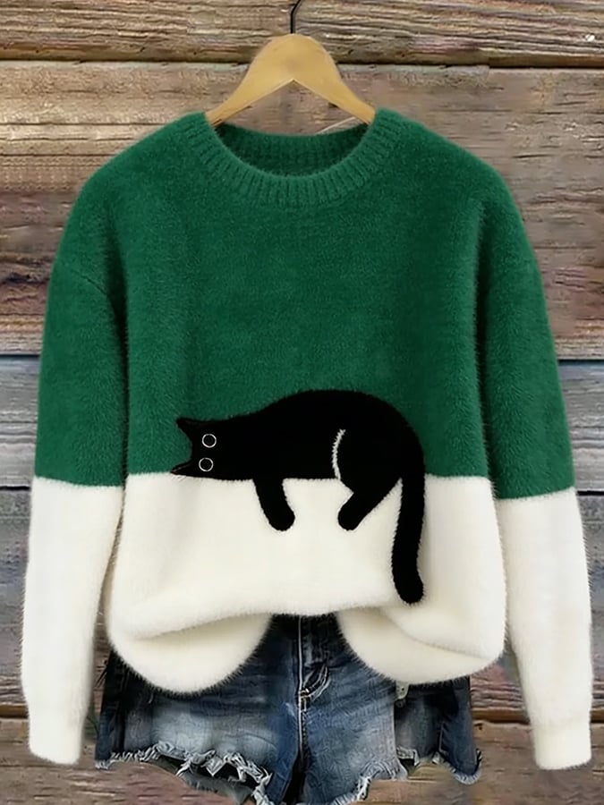 Lunivienne - Zachte Trui met Kattenpatroon