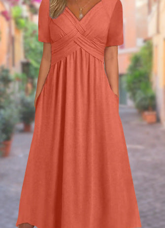 Malina - Elegante V-hals jurk met vloeiend silhouet
