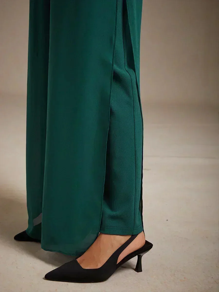 Marilivra - Rechte Broek met Chiffon Split