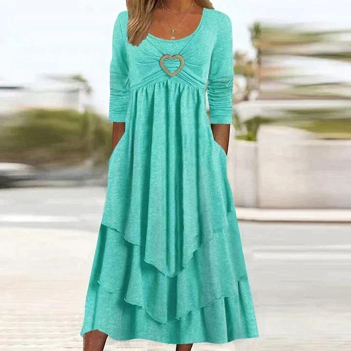 Joline - Midi jurk voor vrouwen met hartdetail