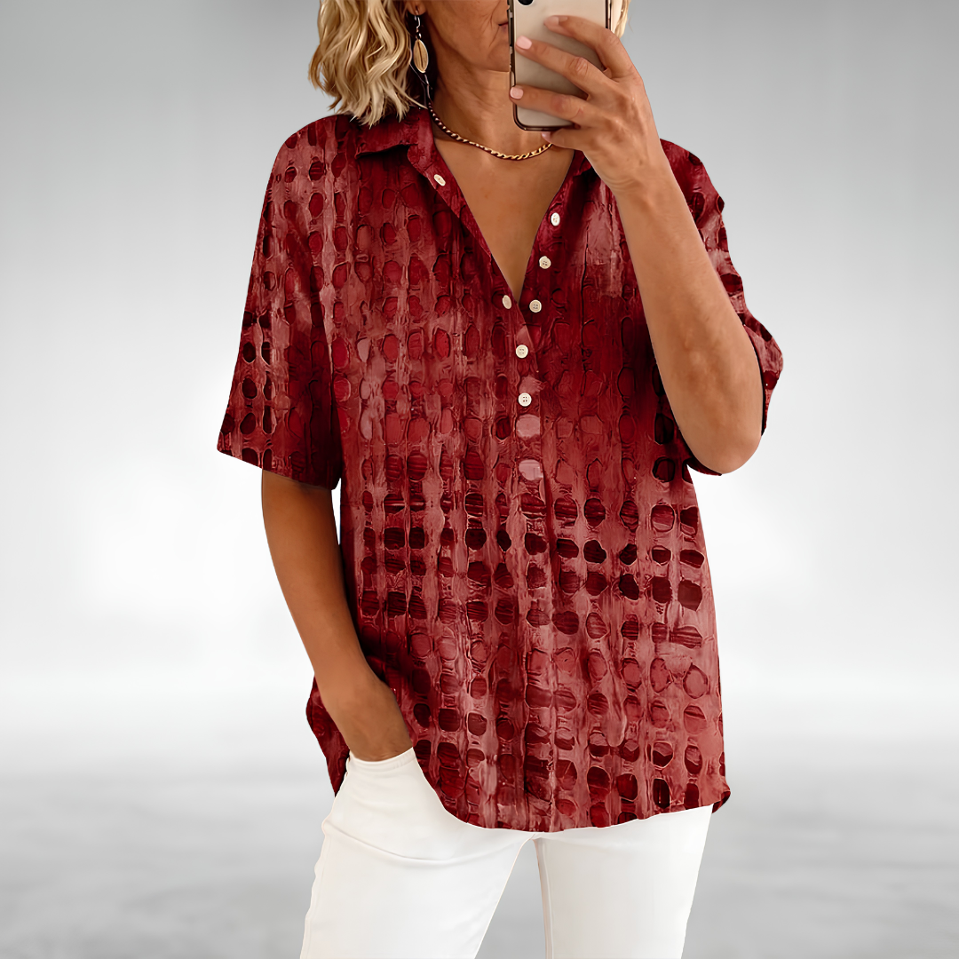 Hannelore - Dames top met opengewerkte details, casual snit