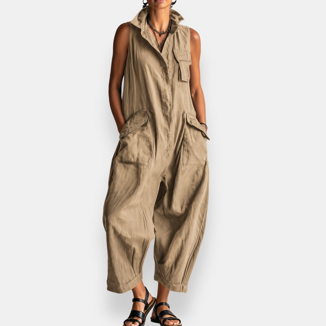 Aeris - Dames oversized mouwloze jumpsuit met zakken