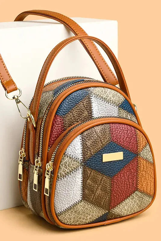 Veerle - Dames tas patchwork in PU met schouderband