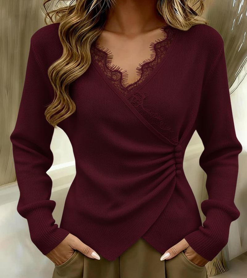Elisavorae - Elegante V-Hals Kant Top