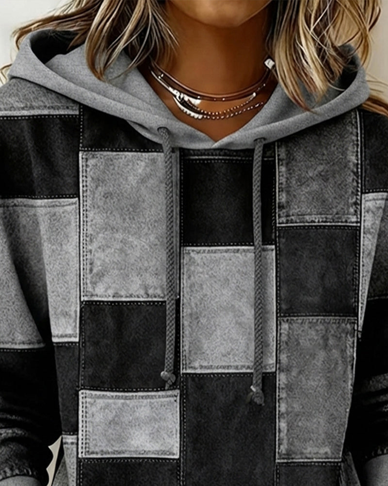 Gwenarissa - Moderne Denim Patchwork Hoodie