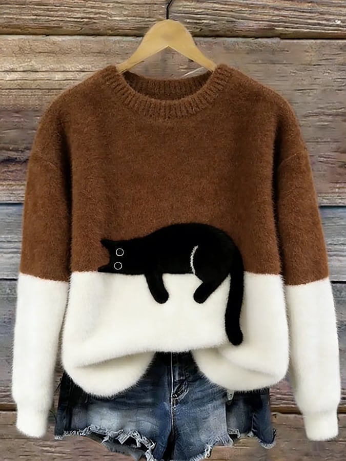 Lunivienne - Zachte Trui met Kattenpatroon