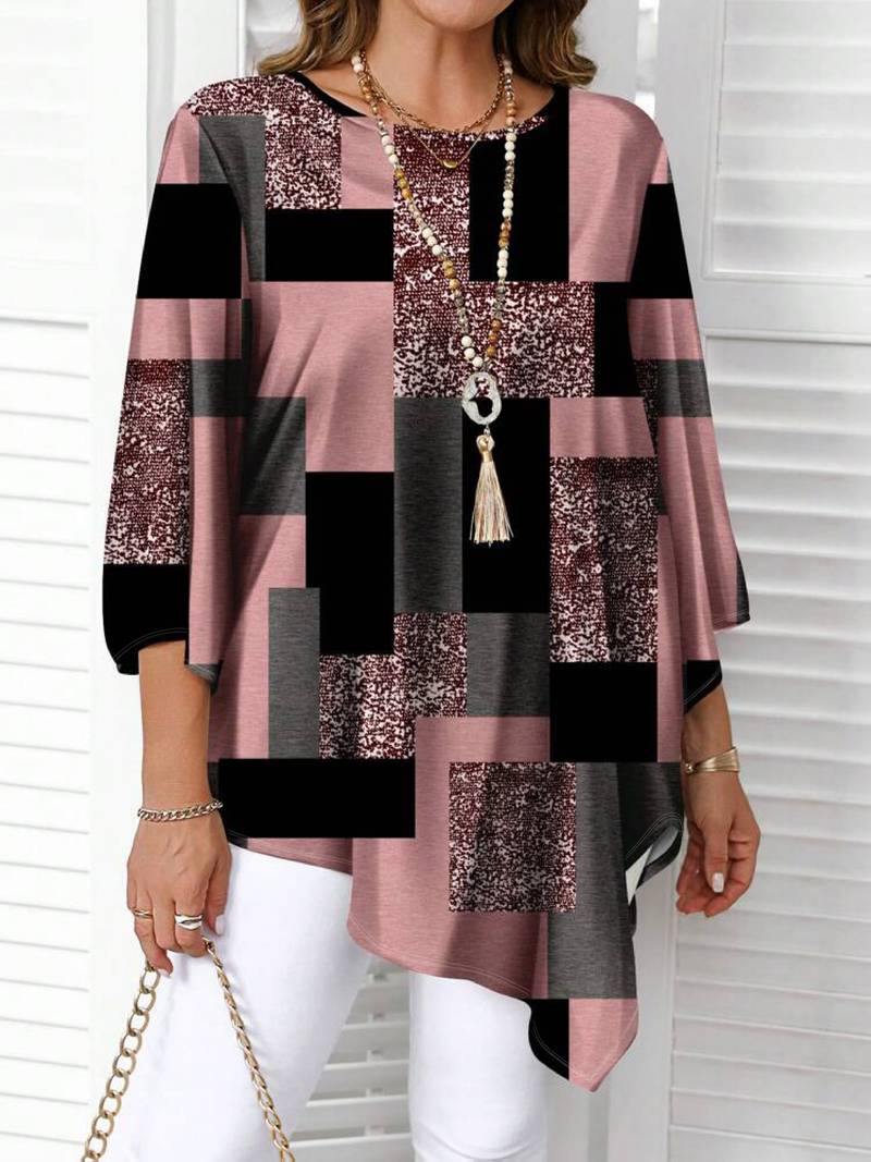 Rhosalivelle - Oversized Blouse met Geruit Motief