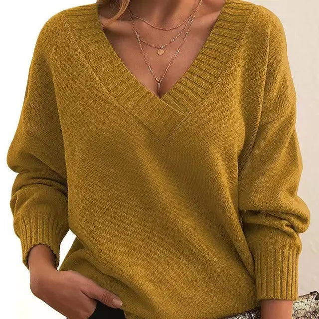 Jovessina - Elegante V-Hals Trui met Lange Mouwen