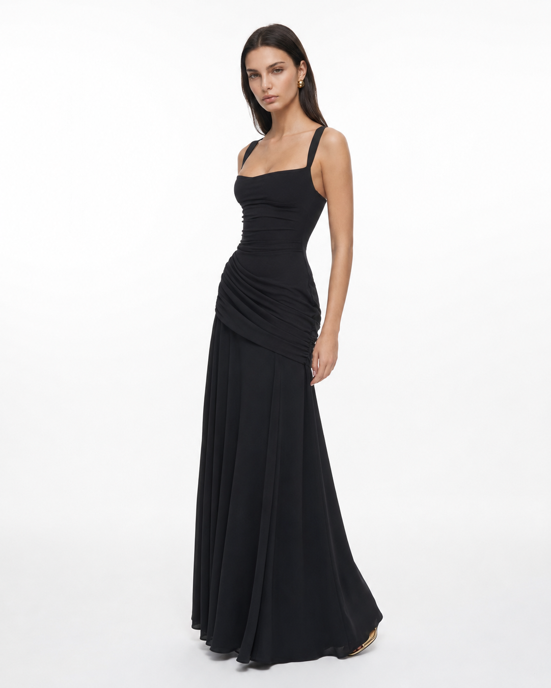 Noreia - Maxi jurk voor dames met een vierkante halslijn en strikdetail op de rug