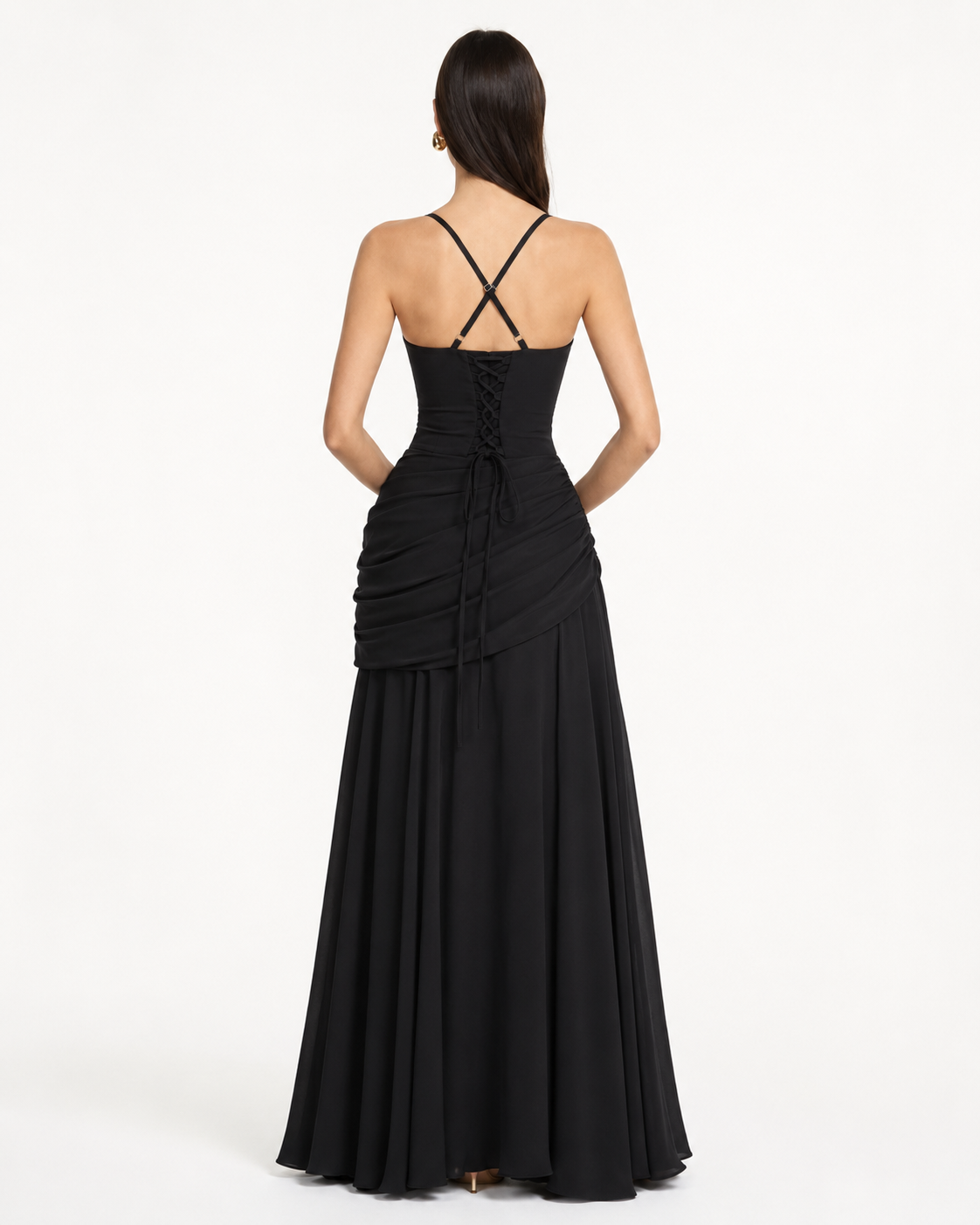 Noreia - Maxi jurk voor dames met een vierkante halslijn en strikdetail op de rug