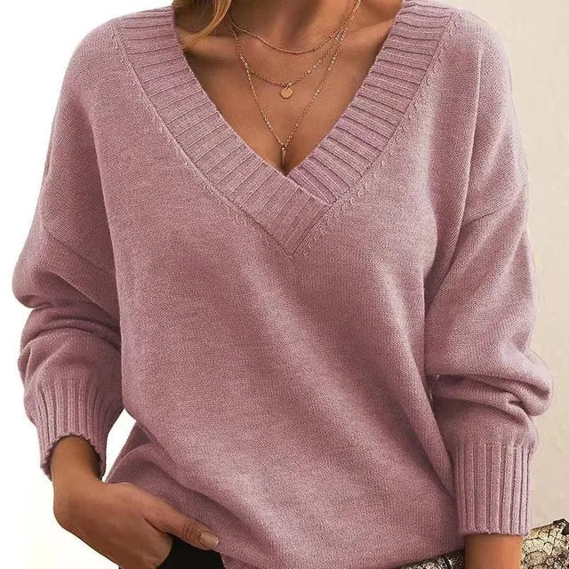 Jovessina - Elegante V-Hals Trui met Lange Mouwen