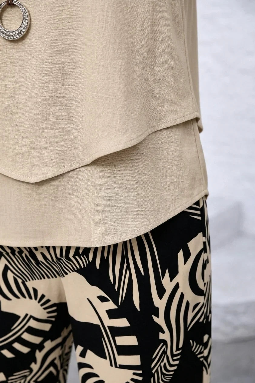 Undine - Dames tweedelig ensemble met geprinte broek