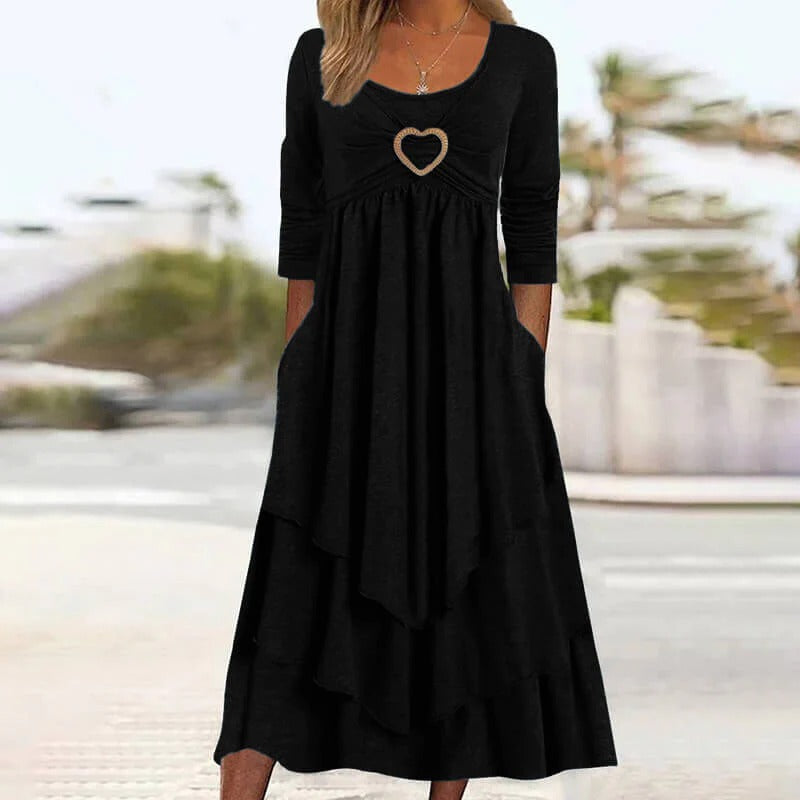 Joline - Midi jurk voor vrouwen met hartdetail